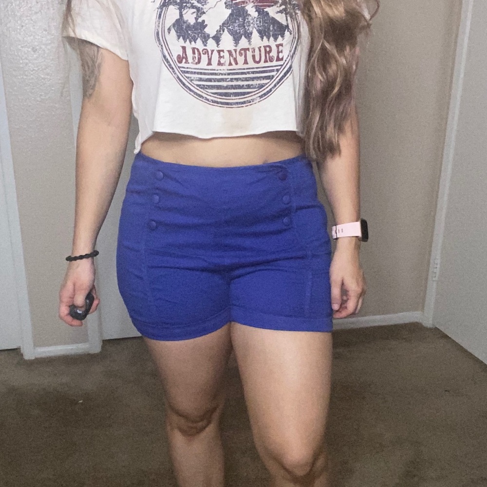 Blue high waisted shorts